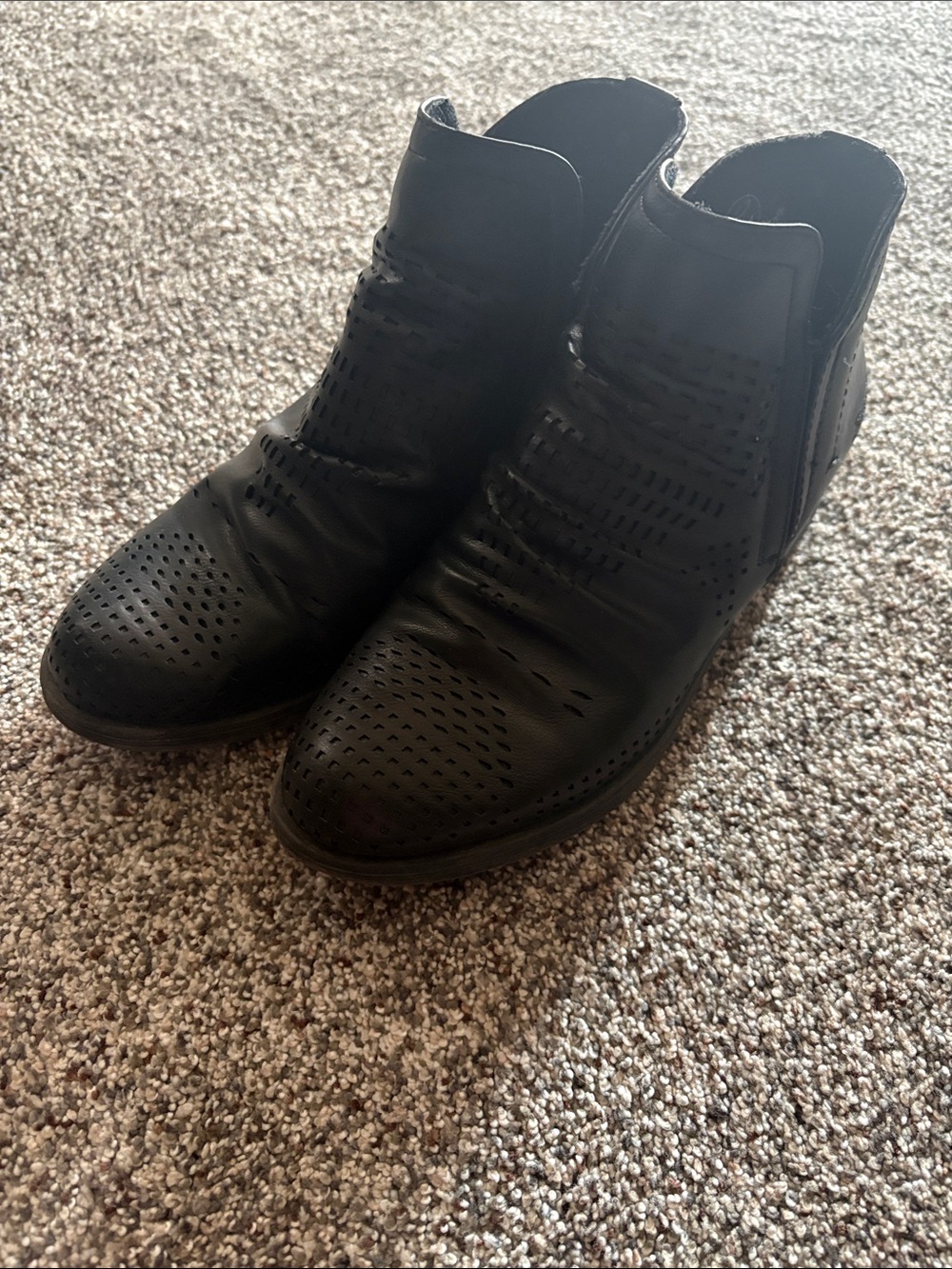 Blowfish Black Perforated Ankle Booties with Elastic Side Panels